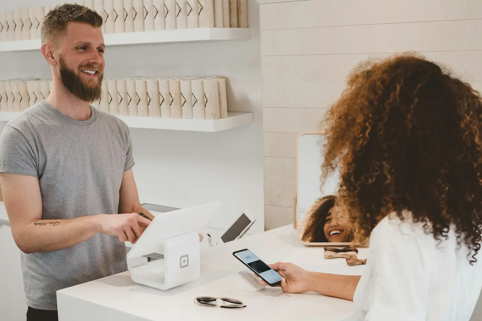 a payment at a shop counter