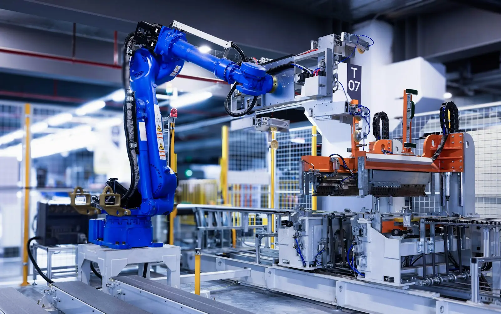 a robot arm on a production line