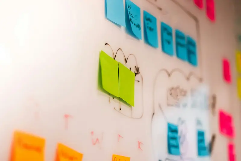 a wall covered in sticky notes
